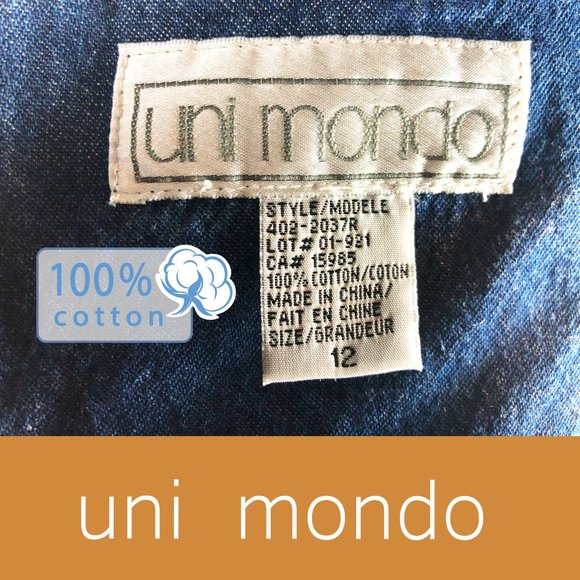 100% Cotton blue denim sleeveless mid calf midi length - Picture 3 of 3